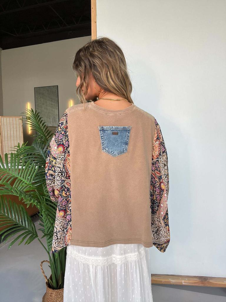 New Printed Crew Neck Loose Casual Batwing Sleeve Top for Women