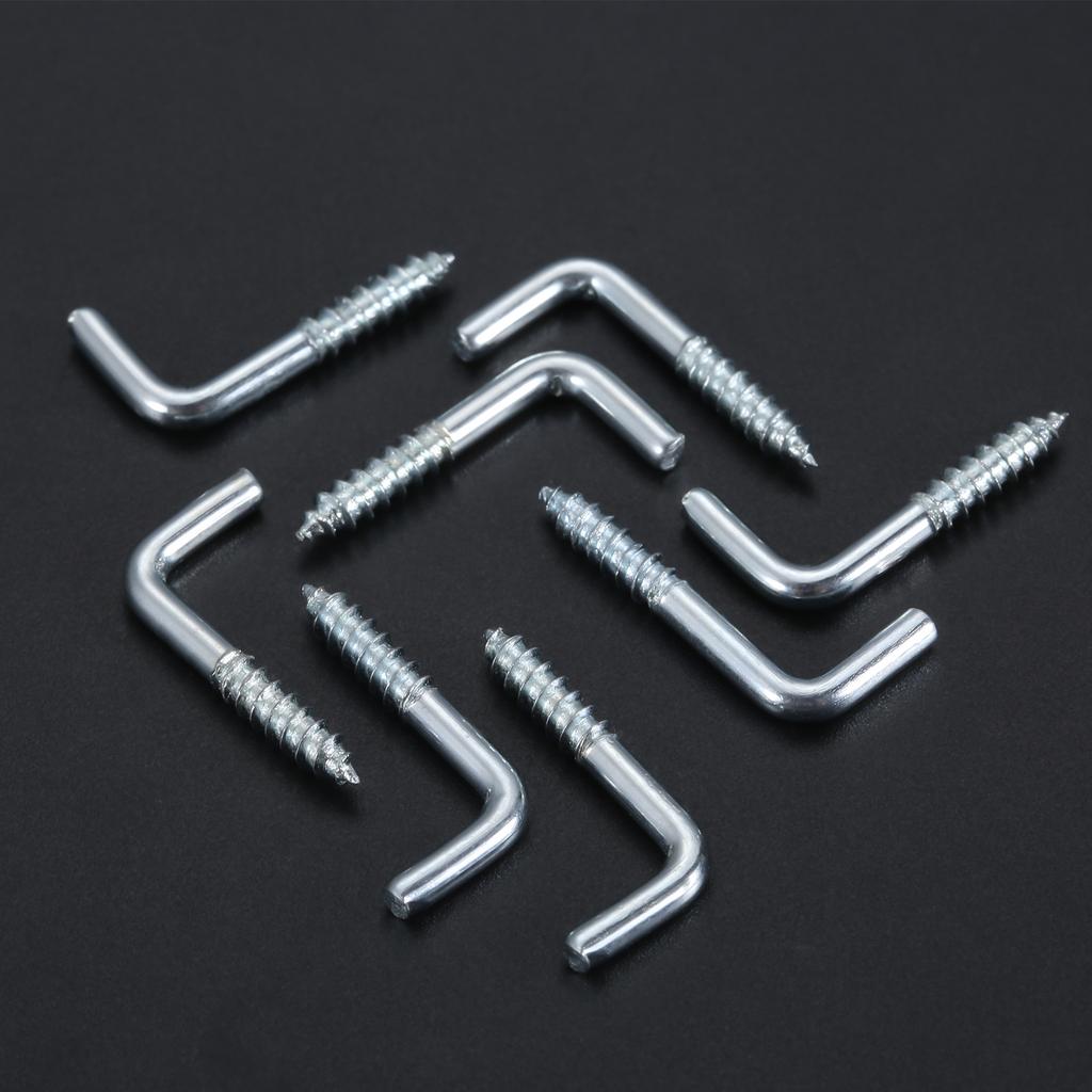 10/20pcs Square Bend Hook L Cup Hanger Screw-in 7-shape 20-40mm Wall Mount Picture Photo Frame Lamp Light Eyescrew Zinc-Plated