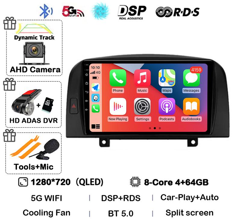 Android 14 Carplay 4G+WIFI Car Radio For Hyundai SONATA NF 2004 2005 2006 2007 2008 GPS Autoradio Multimedia Video Player Stereo