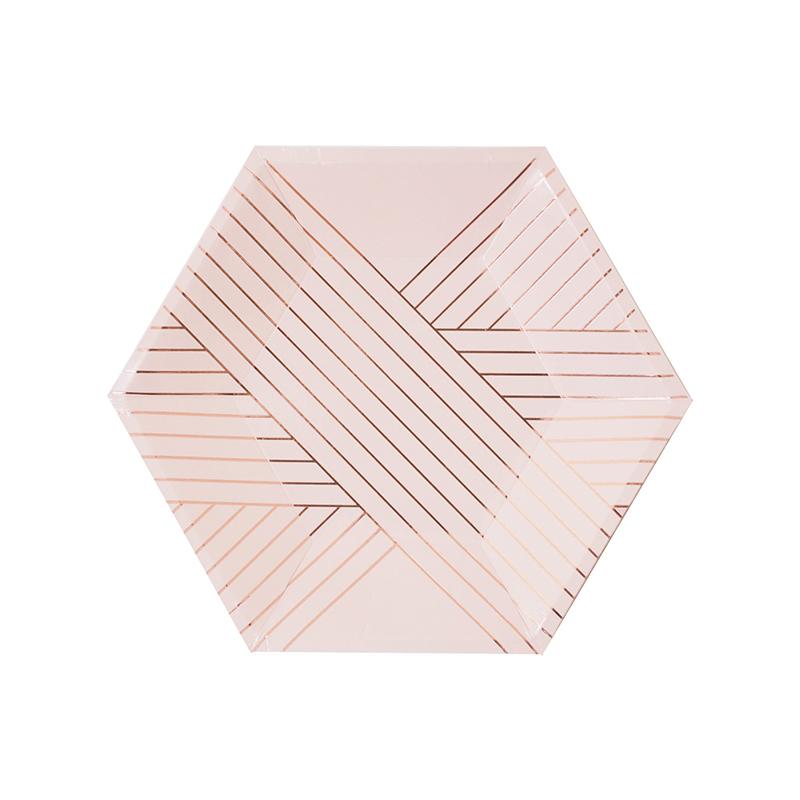 Champagne Party Rose Gold Disposable Tableware Pink Birthday 1st Baby Shower Favor Paper Plates Cup Party Supplies Wedding Decor