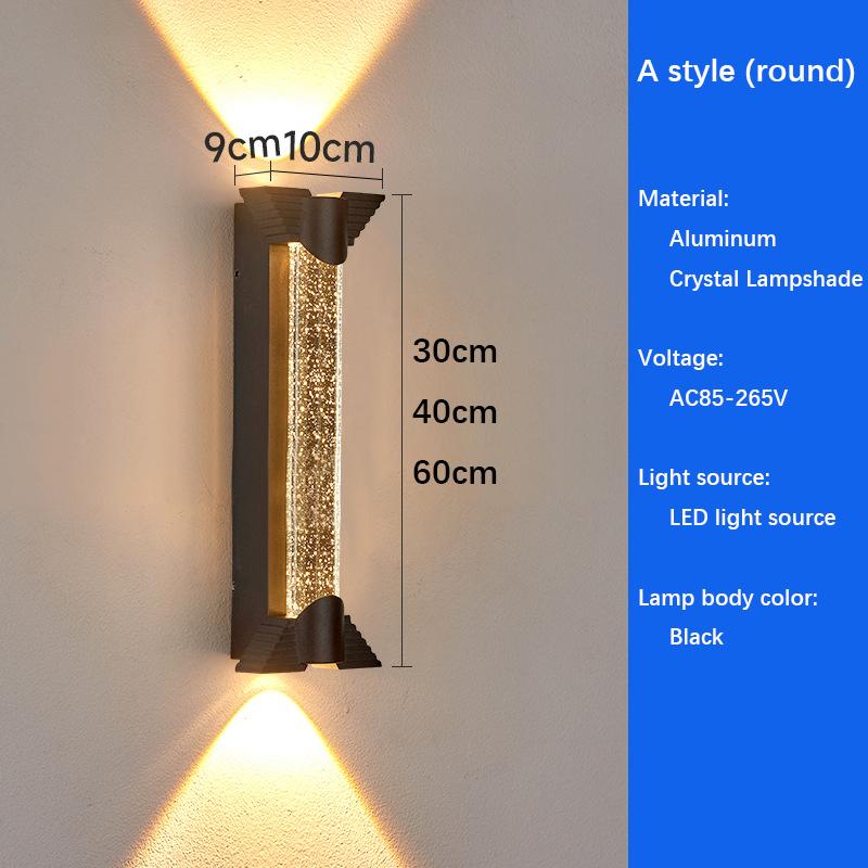Outdoor Waterproof Wall Lamp Crystal Simple Lights Modern Outdoor Balcony Terrace Lamp Villa Entrance Gate Courtyard Wall Lamp