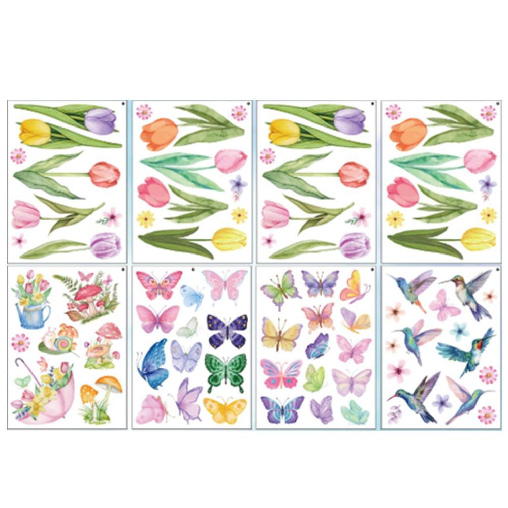 

8Sheets/Set Waterproof Wall Stickers Double Sided Glass Stickers Home Decoration Style A