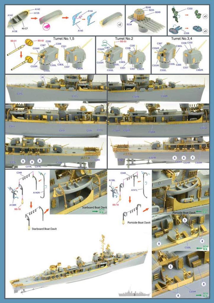 Infinimodel IM Series US Navy Destroyer Fletcher T Plastic Model Kit Parts IM53522 1/350 DD-445 (for Company)