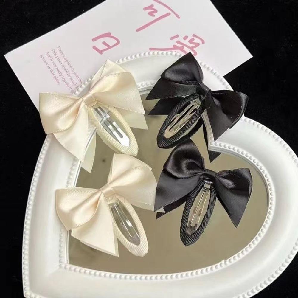Metal Bow BB Clip Y2K Oval Hairpin Trendy Cloth Hair Clip  Daily
