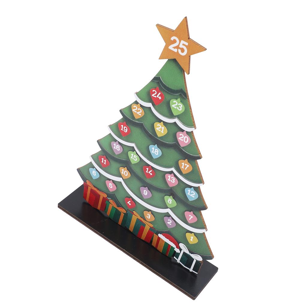 Xmas Tree Wooden Advent Calendar Home Decoration Desktop Ornament Wooden Advent Xmas Countdown Calendar with Stable Base