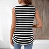 Women Sleeveless V Neck Tank Top Loose Fit Striped Pleated Design Casual Summer Blouse Lightweight Soft Fabric