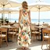 Ladies Floral Sleeveless Maxi Dress,Lightweight & Flowy,Colorful,Stylish & Comfort for Vacation,Travel & Photo Shooting