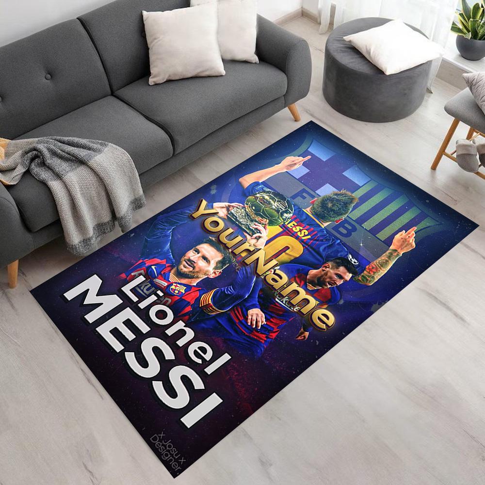 Messi Personalized Name Carpet Design for Dormitory Dining Room Entryway Game Room Anti-slip Rug Decorate Offices