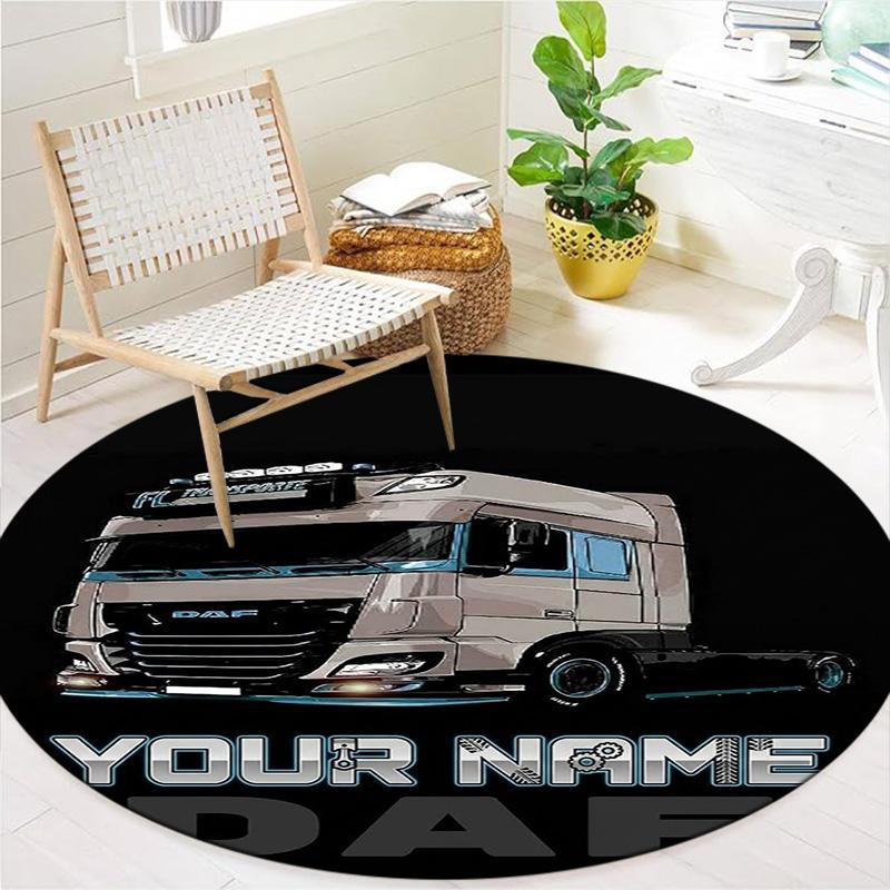 Daf Team Custom Name Round Area Rug Carpet Rug For Living Room Bedroom Sofa Playroom Decor Nonslip Floor Mat