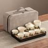 High-end Huang Ru Kiln Travel Kung Fu Tea Set Household Portable Cover Bowl Teacup Teapot Light Luxury Business Gifts