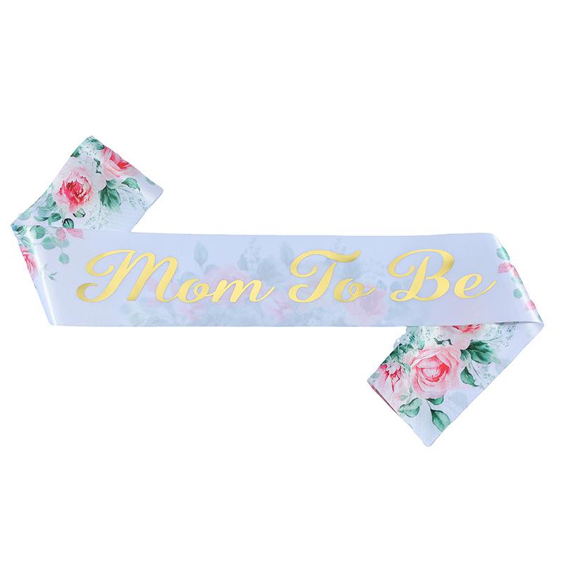 Satin "Mom-to-Be" Footprints & Letter Sash for Gender Reveal Baby Shower