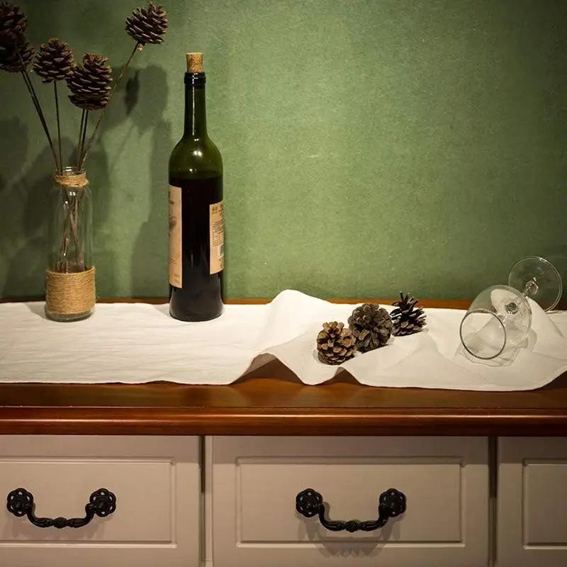 100% Cotton Ruffle White Table Runners For Rustic Wedding Decoration Baby Shower Birthday Party Living Room Kitchen Dinner Decor