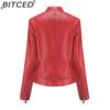 BITCED Rivet Fashion Stójka Skórzana Kurtka Jednolity Kolor Casualowa Kurtka dla Kobiet Wiosna/Jesień Odzież Wierzchnia