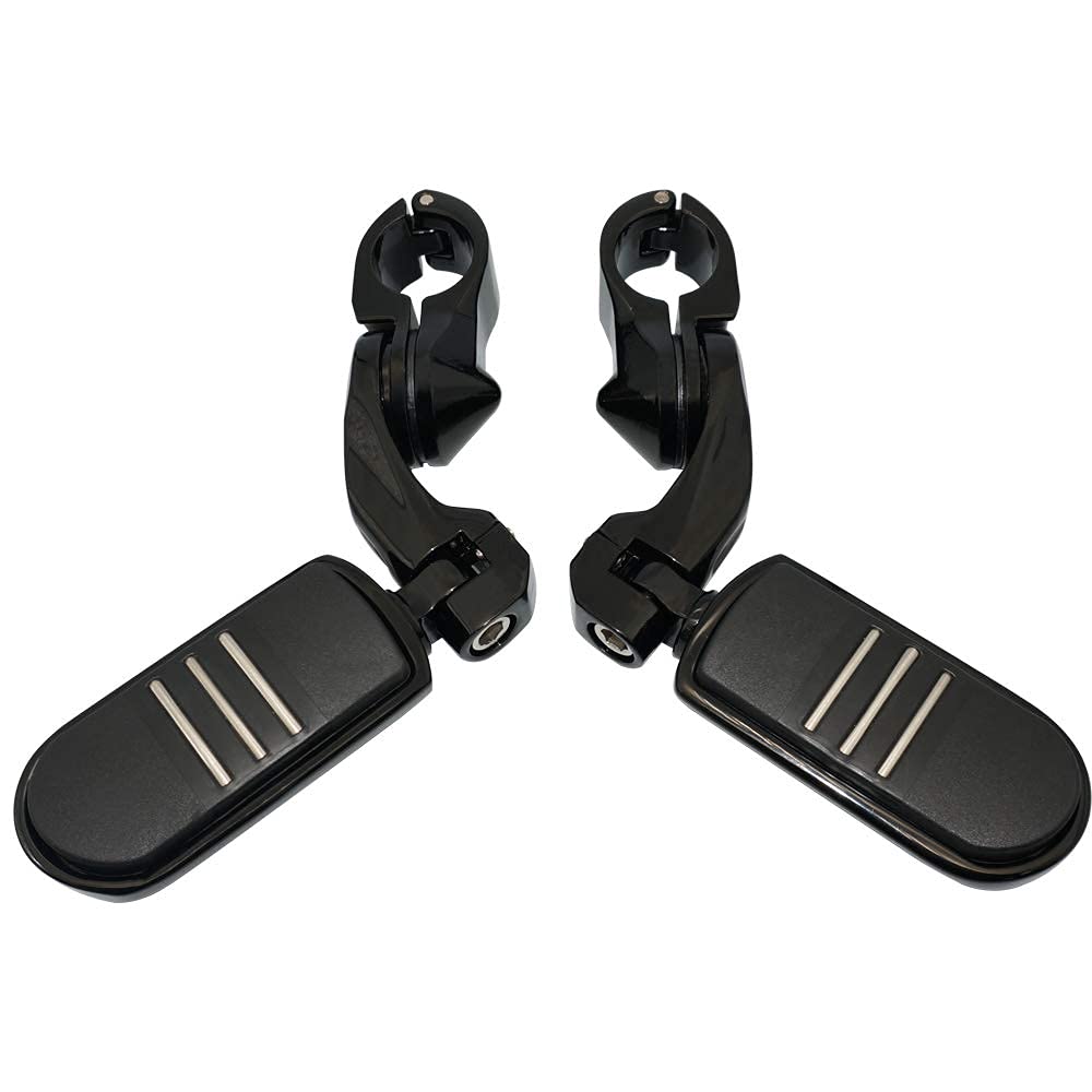 FOVPLUE Highway Motorcycle Adjustable Angle Highway Footpegs for Road Road Street Electra and 1 Highway Black 1.25" Pegs, Harley-Davidson Touring,