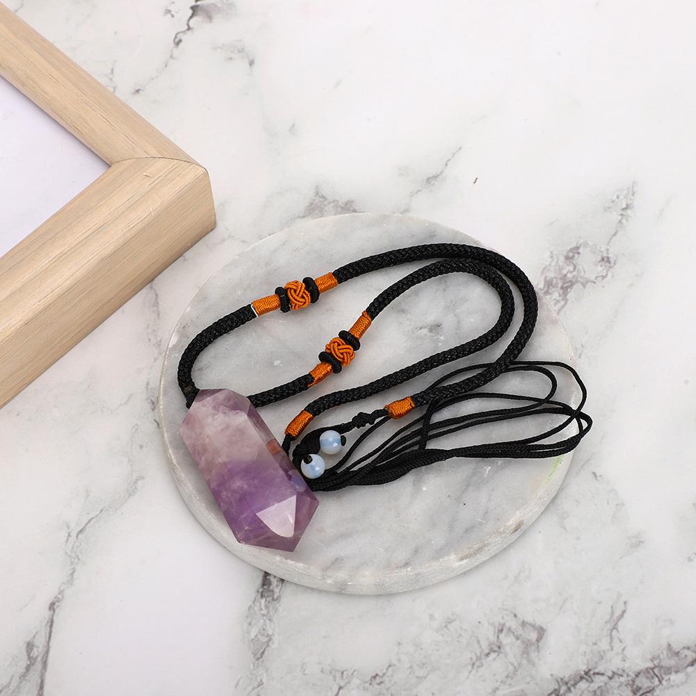 Natural Amethyst Quartz Pendant Double Point Crystal Necklace for Healing Fortune