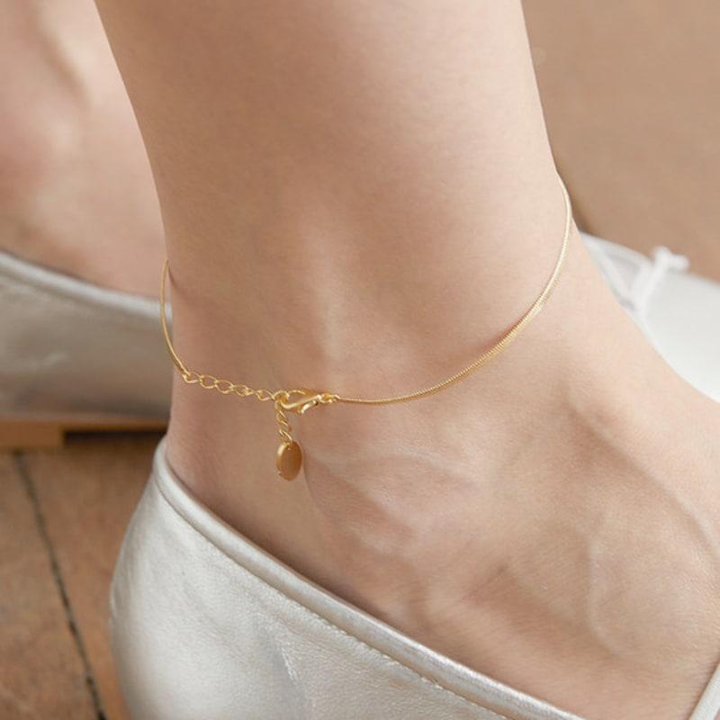 

halden flat snake chain anklet (A002_gold) gold