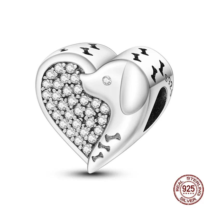 New Copper Romantic Heart Series Charms Beads Fit Original Bracelet Diy Mother'S Day Jewelry Gifts