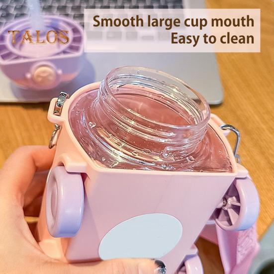Cartoon Water Bottle with Straw & Strap 550ml Submarine Shape Sippy Cup for Kids Reusable Detachable Silicone Nozzle Water Cup for School Sports