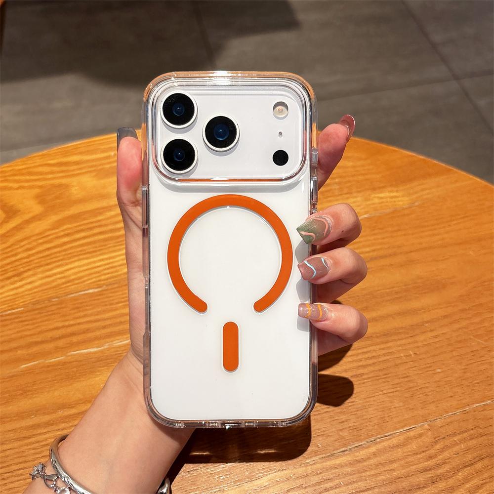 

Transparent for Magsafe Hard PC Case for iPhone 17 Pro Max Air Magnetic Wireless Charging Candy Color Clear Ultra Slim TPU Cover iPhone Air