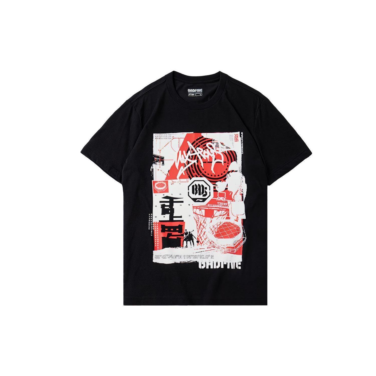 

Li-Ning Футболка с коротким рукавом Badfive Basketball Series, мужские топы, черная AHSQ141-1 M