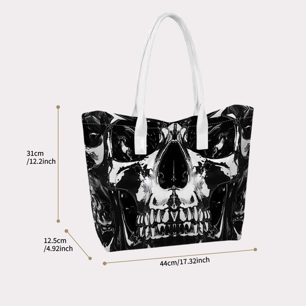 Gothic Skull Pattern Tote Bag Trendy Casual Daily Shoulder Handbag