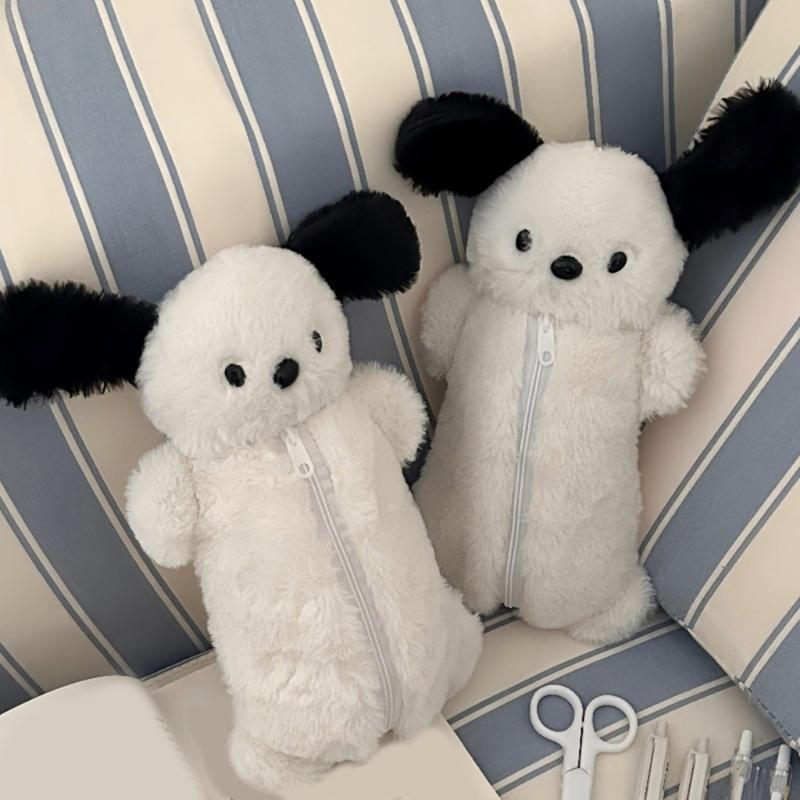 Comfortable Plush Dog Pencil Bag With Example Storage Space Simple Substance Immediate Ending Perfect For Classroom Office Travel Use