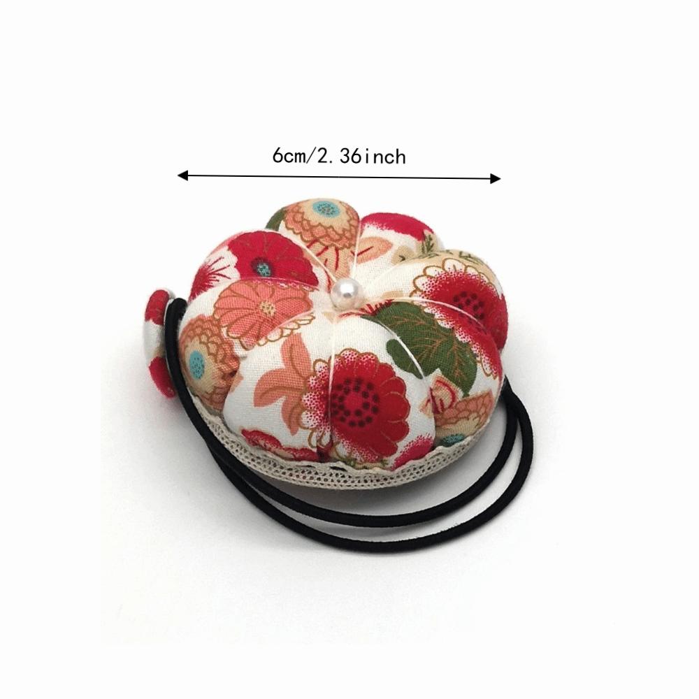 Red Wrist Strap Pin Cushion Diameter 6cm Elastic Strap Pincushion Pumpkin Pin Bag  For Handcraft