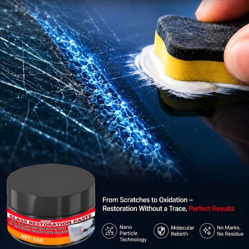 Glass Repair Polish Paste for Car Windshield Home Bathroom Mirror Strong Remover Hard Water Stains Wiper Blade Marks Hazy Glass