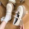 2025 Autumn New Thick Heel Platform Retro College Style Jk Shoes Mary Jane Shoes Milk White Butterfly Small Leather Shoes Women