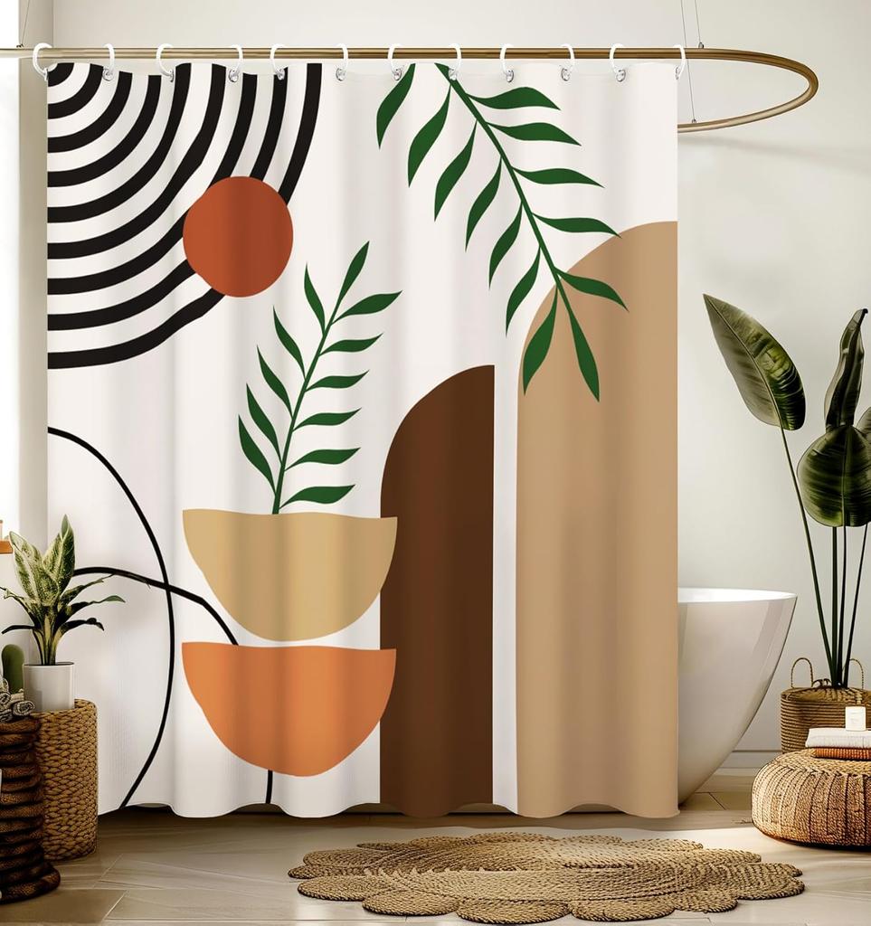Shower Curtain for Bathroom Stall Boho Modern Cute Aesthetic Decorative Girly Waterproof Unique Cats Flowers Girls Chic Print
