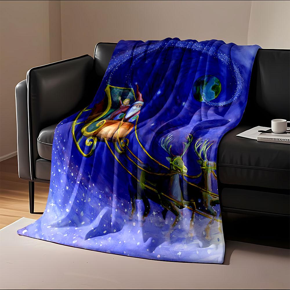 Santa's Sleigh Journey for all seasons blanket lunch break throw gift