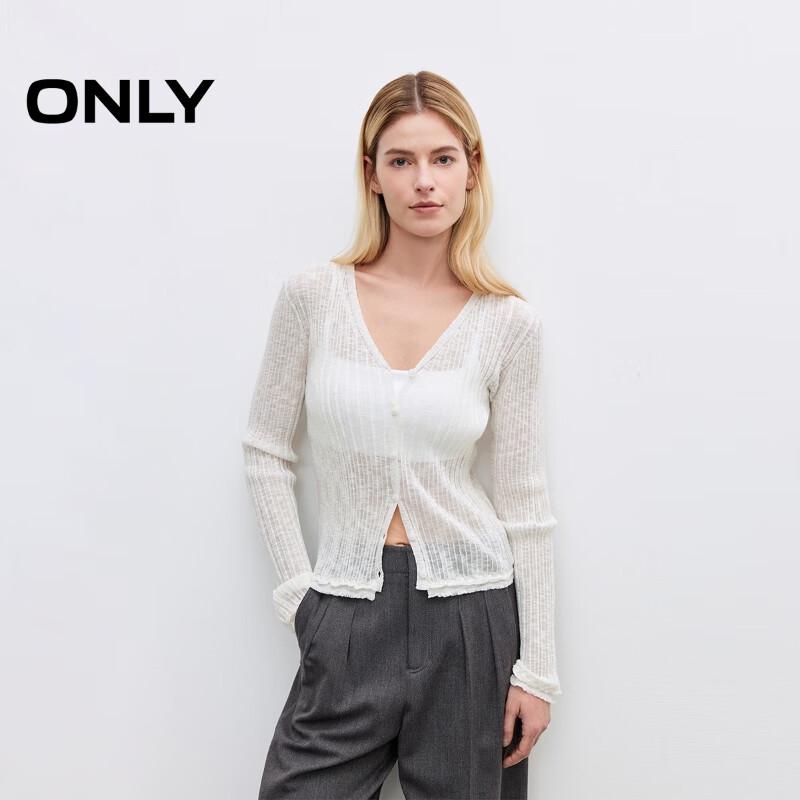 

ONLY Women s 2025 Spring Sheer V-Neck Cardigan Knit Top S