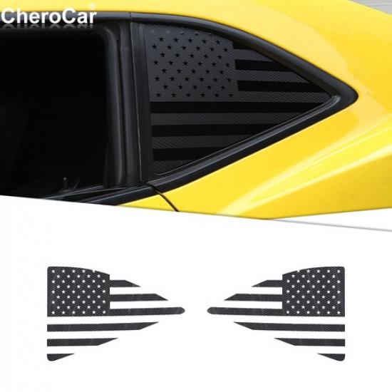 

For 2010-2015 Chevy Camaro Carbon Fiber Rear Window n Flag Decal Sticker