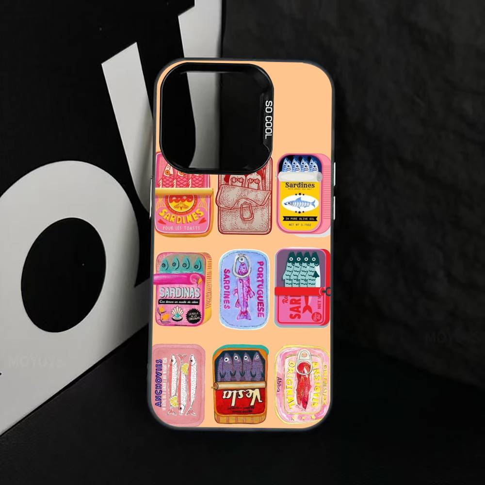 S-Sardinen F-Fisch Kunst Handyhülle Für iPhone 17,16,15,14,13,12,11 Plus,Pro Max,XS,Bunte Silber Schwarz Hülle