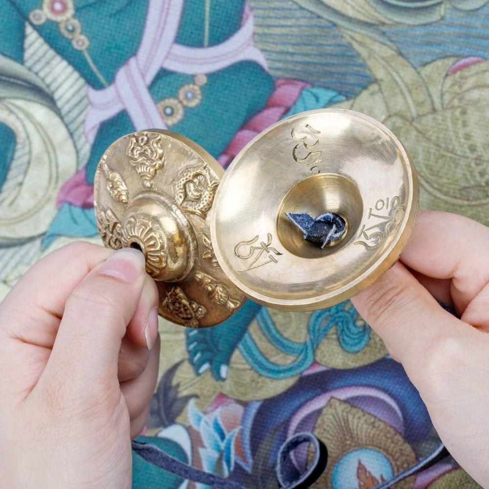 The Eight Auspicious Symbols Tingsha Cymbal Bell Handcrafted Brass Chime Bells  Buddhist