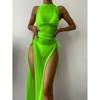 2023 Swimsuit Women's Split Three-point Solid Mesh Three-piece Bikini