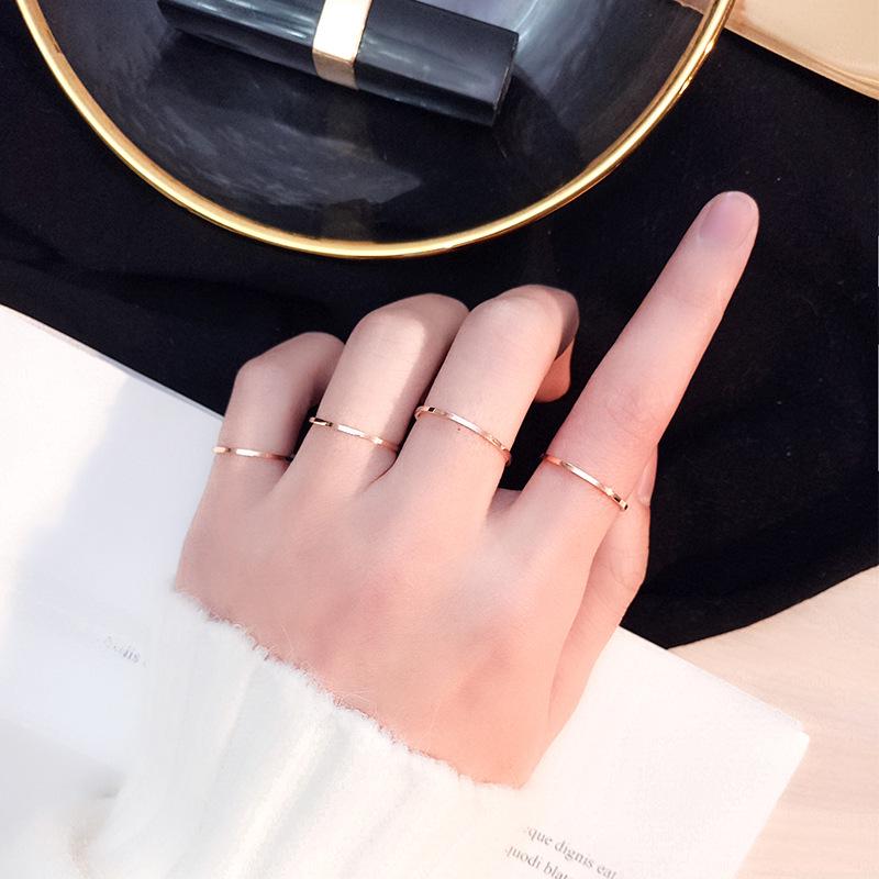 Ultra-Fine Smooth Titanium Steel Women's Tail Ring - Simple Stainless Steel Jewelry for Couples