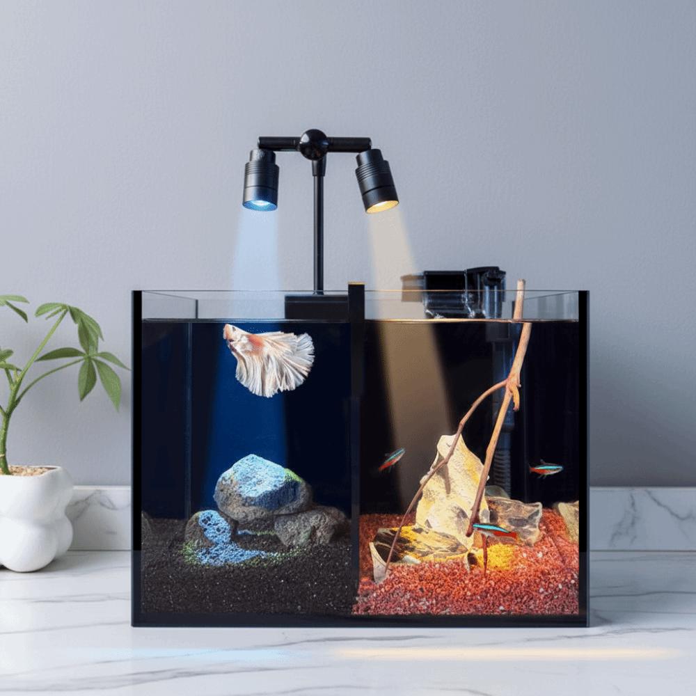 Doppelköpfige Mini-Clip-Aquarienlampe, 6 W, verstellbarer Zoom, USB-Energiespar-LED-Aquarien-Pflanzenleuchte