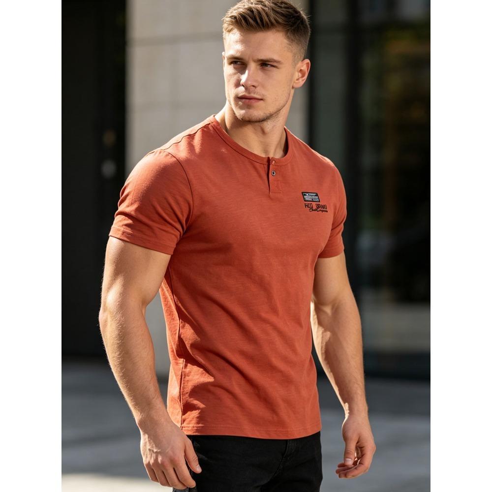 Men's Plus Size Henley T-Shirt (Up to 6XL) - 95% Cotton Short Sleeve Crew Neck Tee with Chest Logo - Big and Tall Casual Summer Top