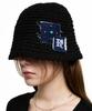Aleseueseussi Rivet Patched Knit Bucket Hat - Black