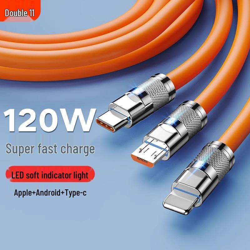 Bold 240W 3-in-1 Flash Charge Cable for Apple, Huawei, VIVO, OPPO - 6A Support