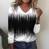 Women's T-Shirt Floral Graphic Flower Elegant Fashion Tee Long Sleeve T-shirts V-Neck Regular Tops Pullover Fall Winter