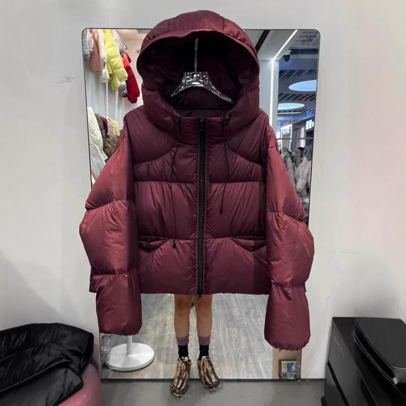 Puff Fluffy Hooded Down Jacket Women's Winter Thickened Short White Duck Down Kendou Bread Jacket Maillard Jacket