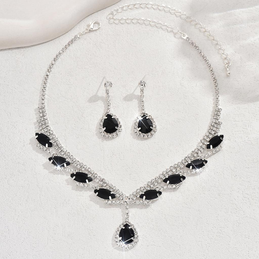 Jewelry, Luxury Sparkling Diamond Super Beauty Necklace Earrings Jewelry Two-Piece Set