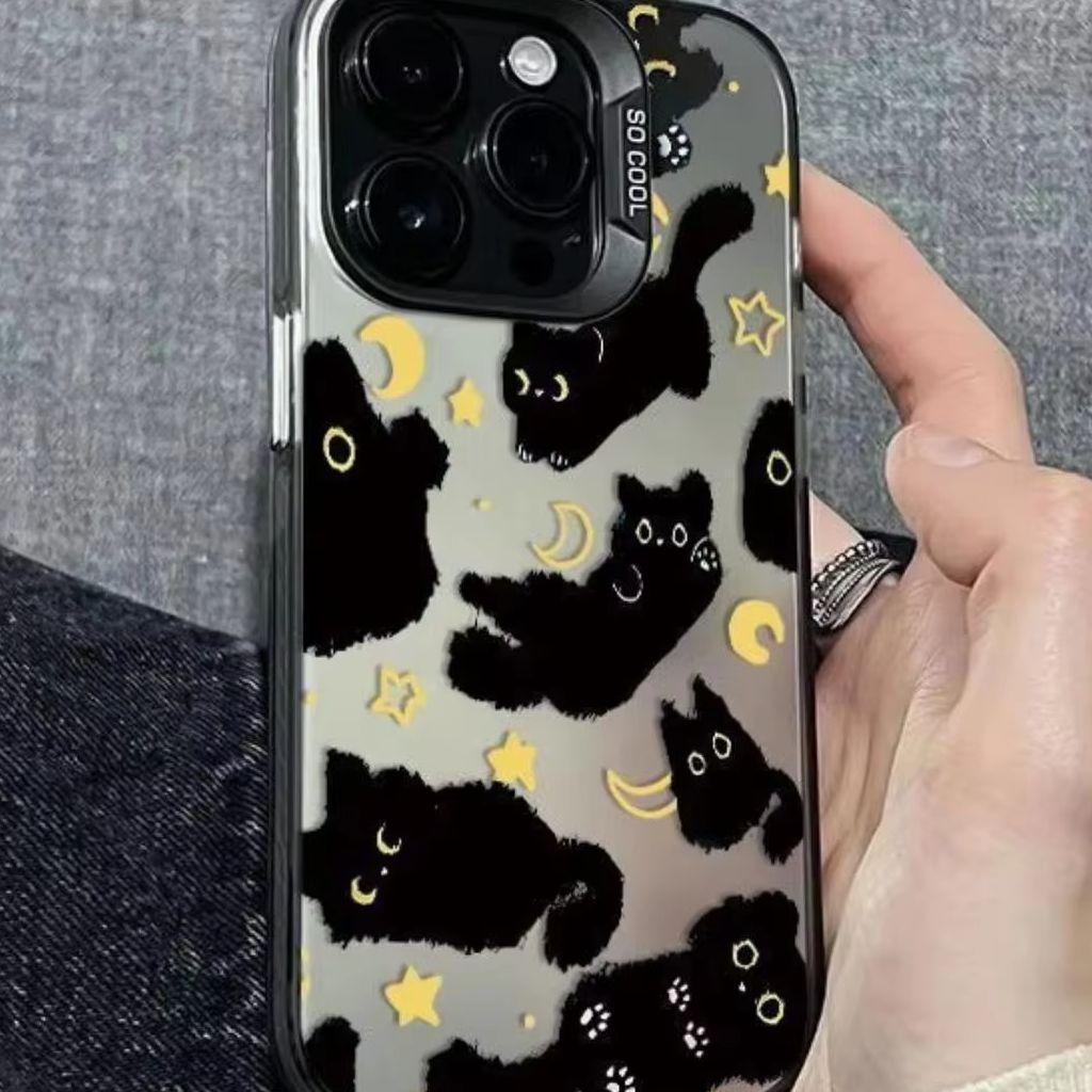 Lovely Black Cats Stars and Moons Unique Phone Case For iPhone 16 15 14 12 13 11 Pro Max XR XS MAX 7 8 PLUS MINI Cool Y2K Cover