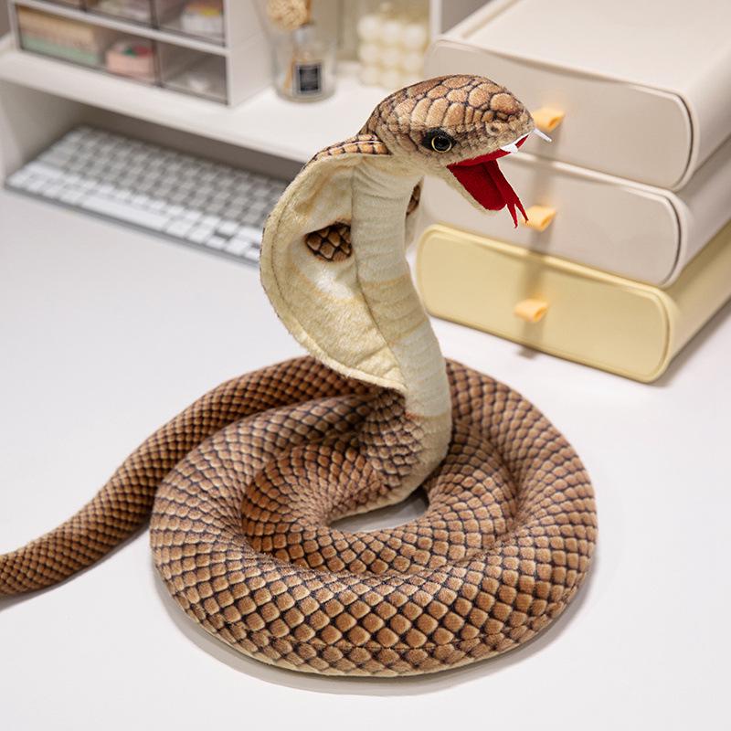 Realistic Cobra Plush Snake Toy - Stuffed Anaconda Prank Gift for Boys