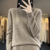 2023 Women's Pure Wool Round-Neck Sweater - Solid Color, Vertical Stripe, Commuter Style, Knitted for Warmth