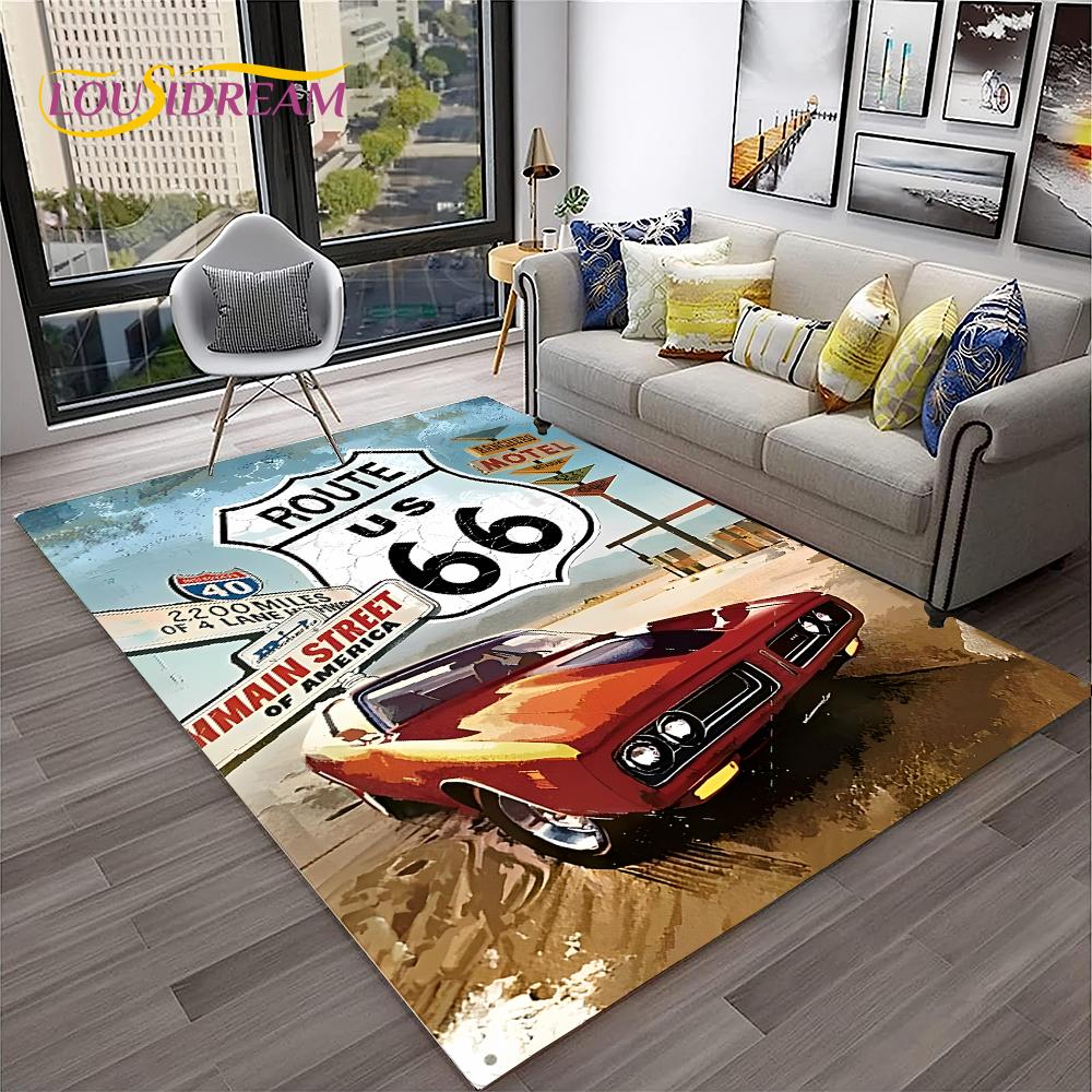 Mother Road,Historic Route 66,mãe Estrada Carpet Rug for Home Living Room Bedroom Sofa Doormat Decor,Area Rug Non-slip Floor Mat