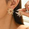 1 Pair Exaggerated Stud Earrings for Women, Sunflower Shape Zinc Alloy Ear Studs, Retro Style Lightweight Earrings for Jewelry