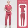 Large Size Men'S And Women'S Straight-Leg Pants Experimental Suit Solid Color V-Neck Short-Sleeved Fashionable And Simple Surgical Suit